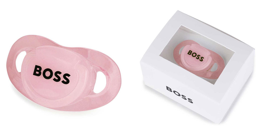 Smoczek niemowlęcy Hugo Boss, różowy, dla dziewczynki.